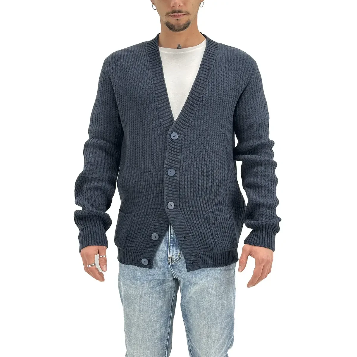 BL.11 Block Eleven, Cardigan, Uomo, Blu, Cotone, Blu - immagine 2