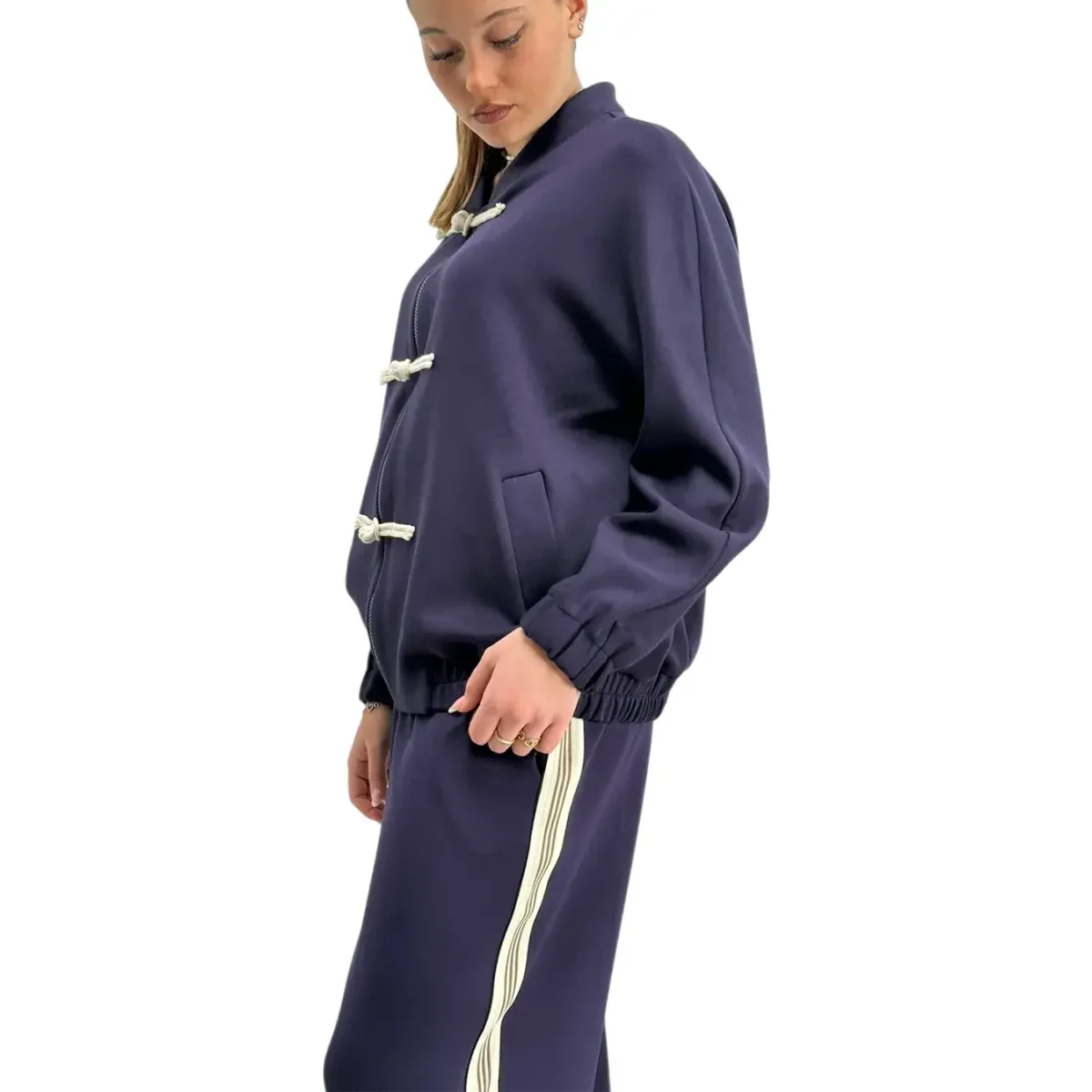 Kontatto, Bomber con Alamari, Donna, Blu - immagine 3