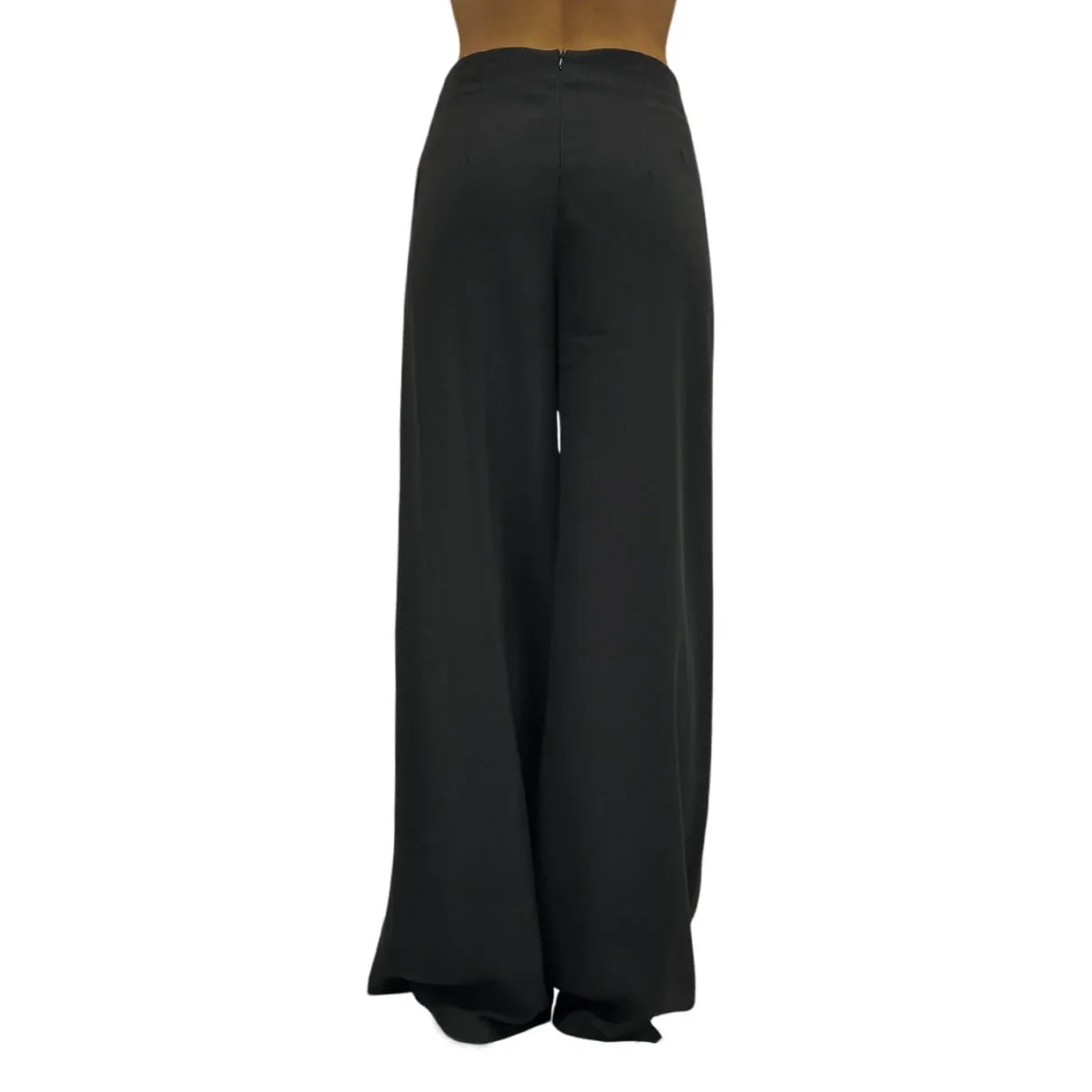 Koralline Pantaloni Palazzo Donna, Fondo Largo, Satin, Nero - immagine 4