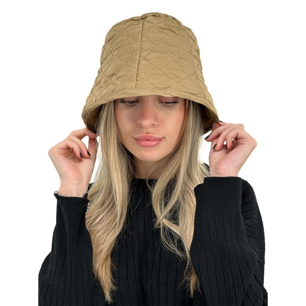 Bassini Cappello Donna, Modello Pescatore, Trapuntato, Taupe - immagine 2