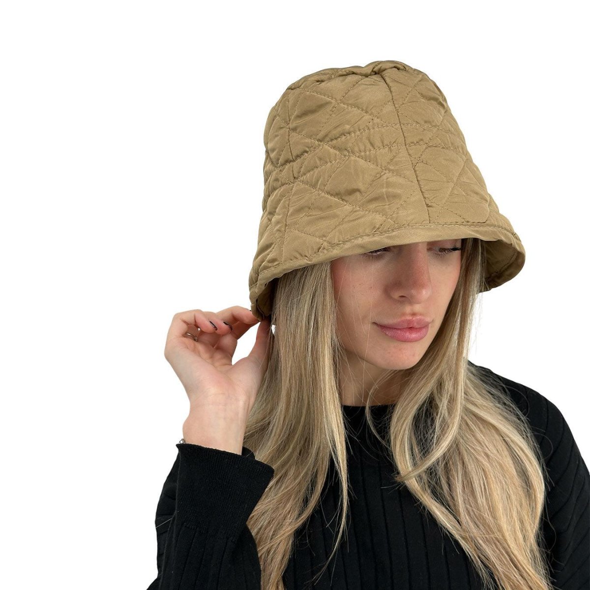 Bassini Cappello Donna, Modello Pescatore, Trapuntato, Taupe - immagine 3