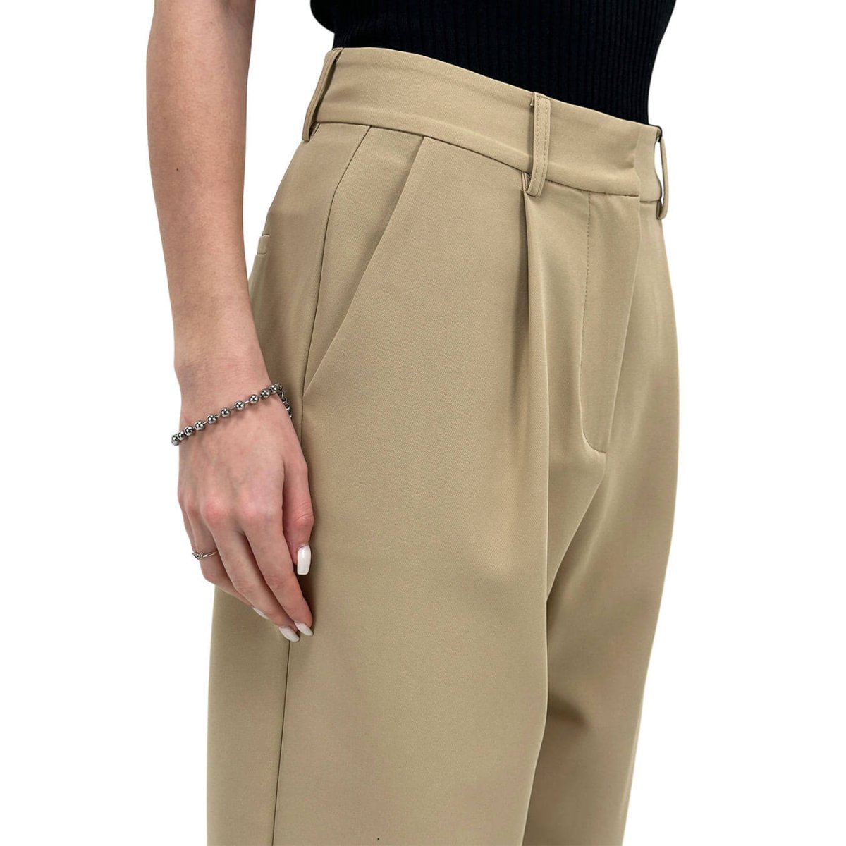 Koralline Pantaloni Cargo Donna, Pieghe Frontali, Beige - immagine 4