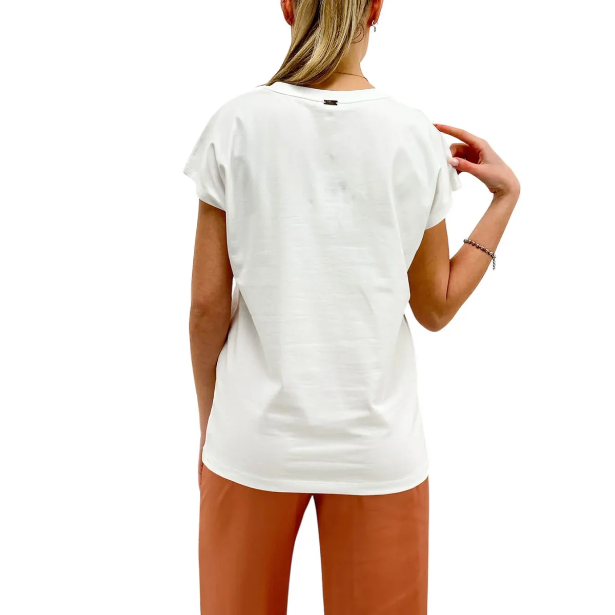 Herno Maglia Donna, T-Shirt Interlock Jersey, Cotone, Bianco - immagine 5
