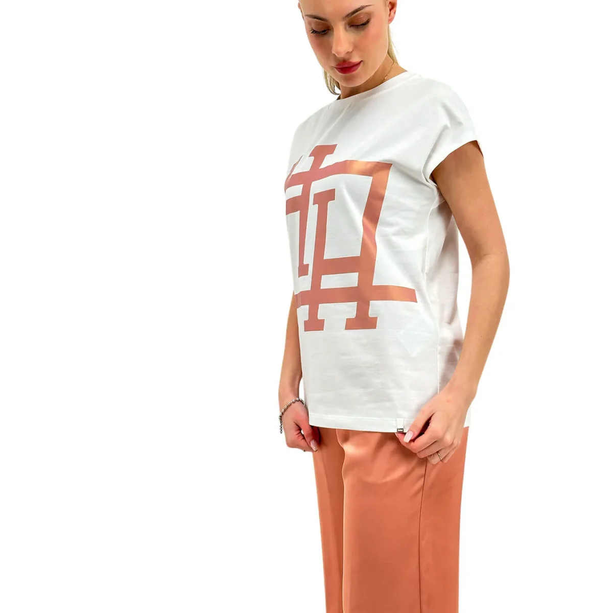 Herno Maglia Donna, T-Shirt Interlock Jersey, Cotone, Bianco - immagine 3