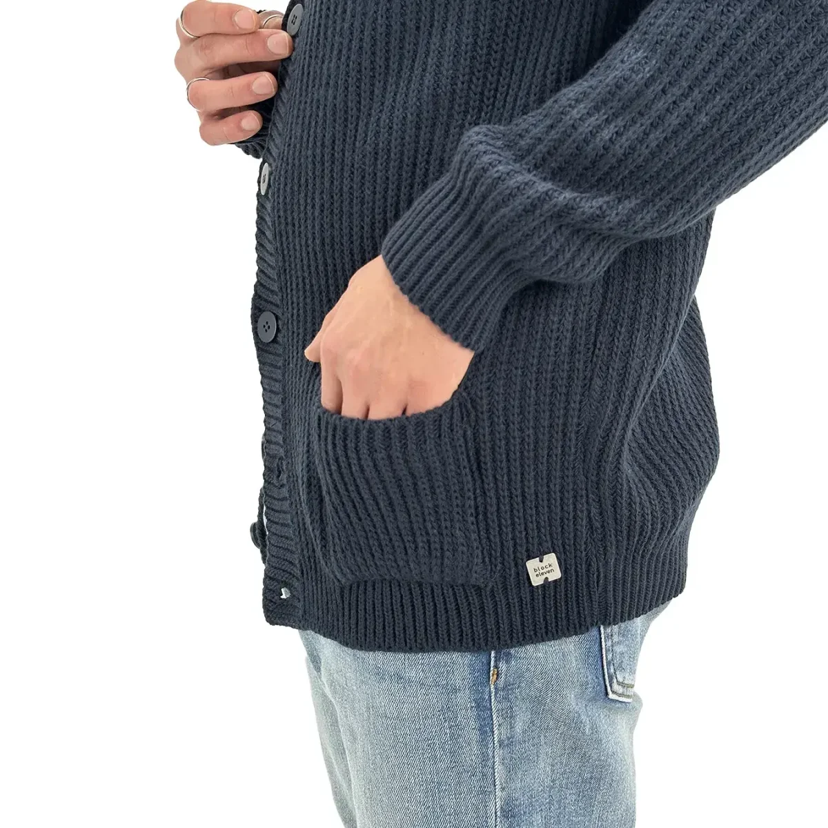 BL.11 Block Eleven, Cardigan, Uomo, Blu, Cotone, Blu - immagine 5